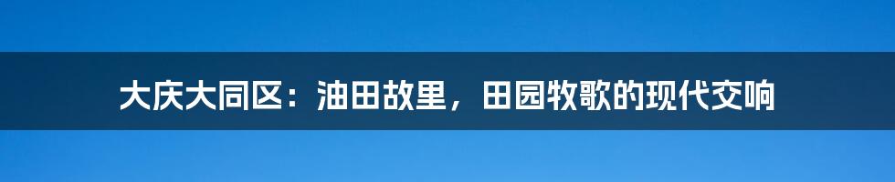 大庆大同区:油田故里,田园牧歌的现代交响