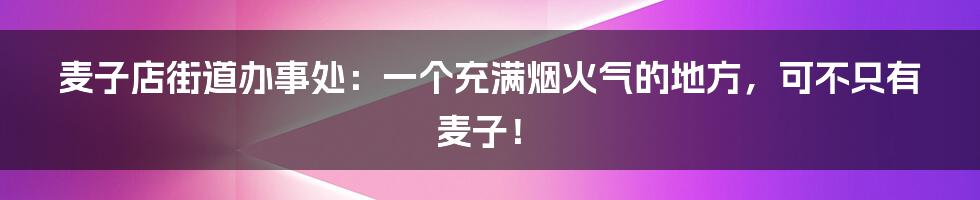 麦子店街道办事处:一个充满烟火气的地方,可不只有麦子!