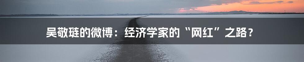 吴敬琏的微博:经济学家的“网红”之路?