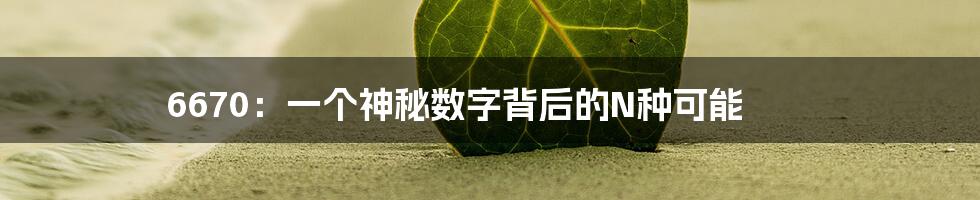 6670:一个神秘数字背后的N种可能