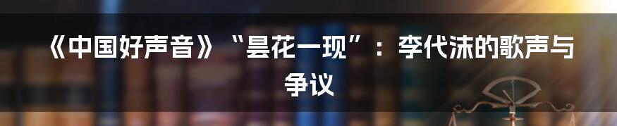 《中国好声音》“昙花一现”:李代沫的歌声与争议