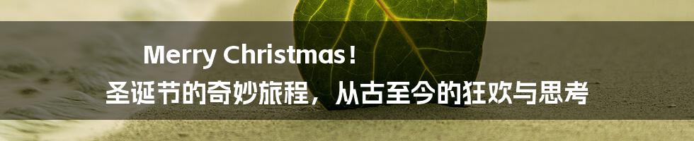 Merry Christmas! 圣诞节的奇妙旅程,从古至今的狂欢与思考