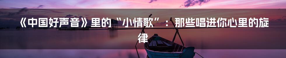 《中国好声音》里的“小情歌”:那些唱进你心里的旋律