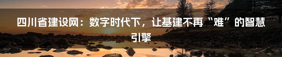 四川省建设网:数字时代下,让基建不再“难”的智慧引擎