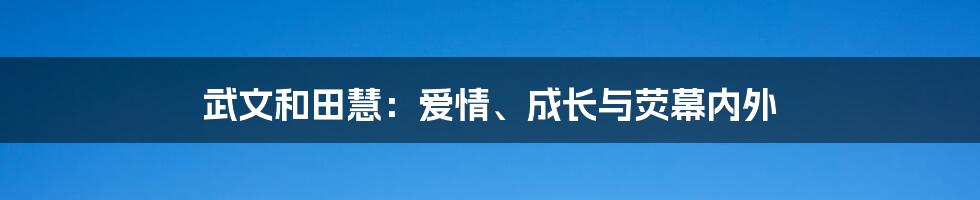 武文和田慧:爱情、成长与荧幕内外