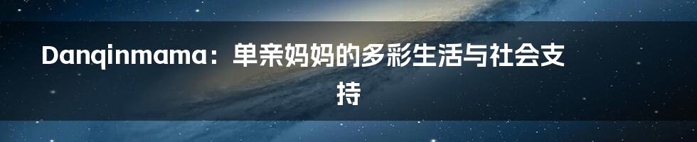 Danqinmama:单亲妈妈的多彩生活与社会支持