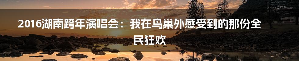 2016湖南跨年演唱会:我在鸟巢外感受到的那份全民狂欢