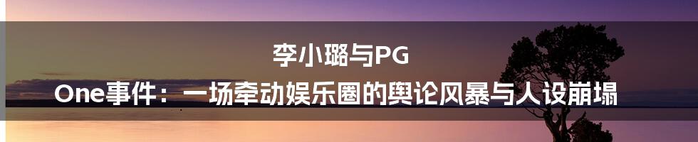 李小璐与PG One事件:一场牵动娱乐圈的舆论风暴与人设崩塌