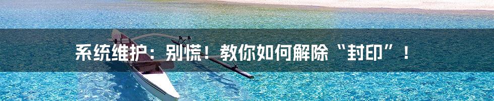 系统维护：别慌！教你如何解除“封印”！