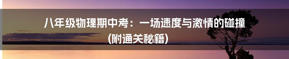 八年级物理期中考:一场速度与激情的碰撞 (附通关秘籍)