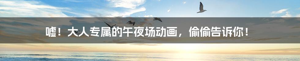 嘘!大人专属的午夜场动画,偷偷告诉你!