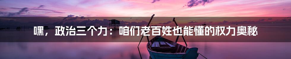 嘿,政治三个力:咱们老百姓也能懂的权力奥秘