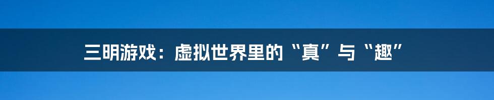 三明游戏:虚拟世界里的“真”与“趣”