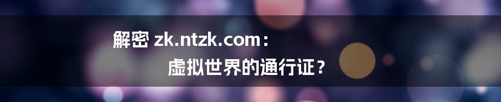 解密 zk.ntzk.com: 虚拟世界的通行证?
