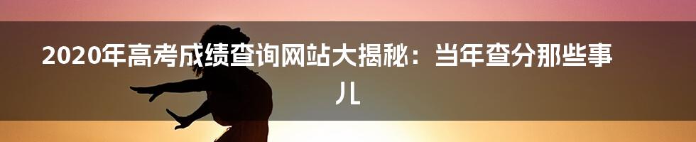 2020年高考成绩查询网站大揭秘:当年查分那些事儿