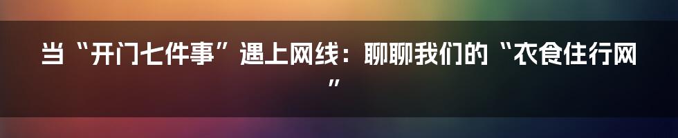 当“开门七件事”遇上网线：聊聊我们的“衣食住行网”