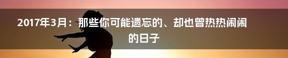 2017年3月:那些你可能遗忘的、却也曾热热闹闹的日子