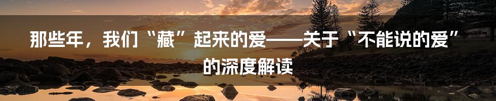 那些年，我们“藏”起来的爱——关于“不能说的爱”的深度解读