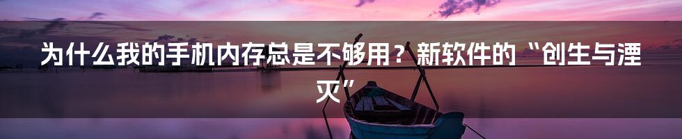 为什么我的手机内存总是不够用？新软件的“创生与湮灭”