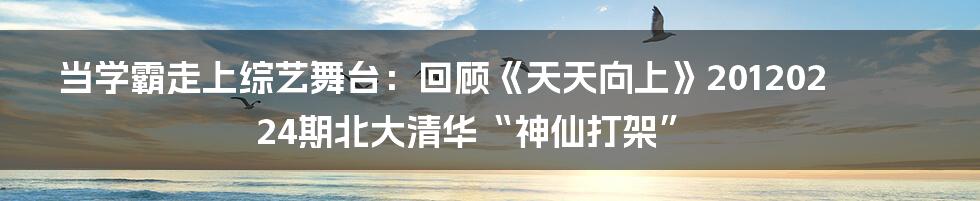 当学霸走上综艺舞台:回顾《天天向上》20120224期北大清华“神仙打架”