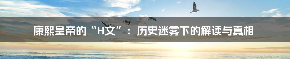 康熙皇帝的“H文”:历史迷雾下的解读与真相