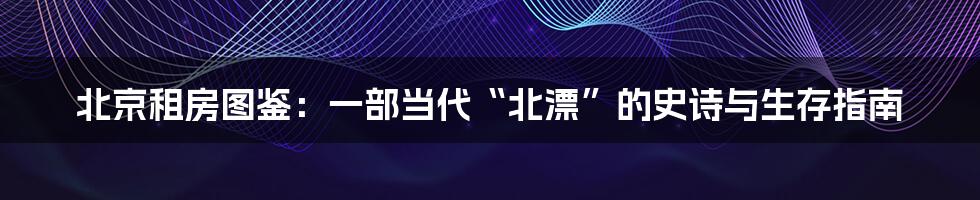 北京租房图鉴：一部当代“北漂”的史诗与生存指南