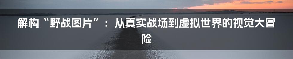 解构“野战图片”：从真实战场到虚拟世界的视觉大冒险