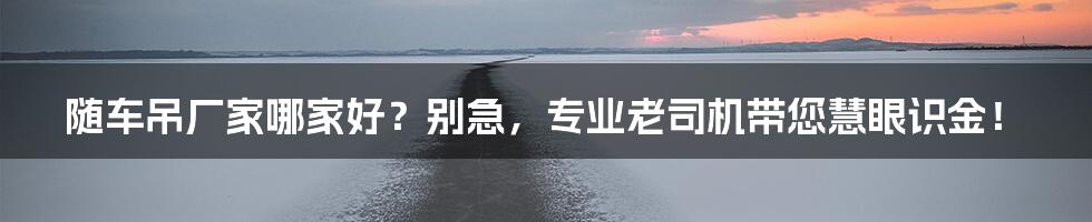 随车吊厂家哪家好？别急，专业老司机带您慧眼识金！