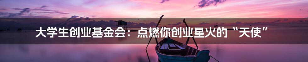 大学生创业基金会：点燃你创业星火的“天使”