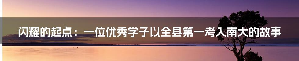 闪耀的起点：一位优秀学子以全县第一考入南大的故事