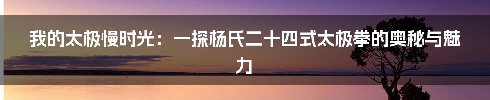 我的太极慢时光:一探杨氏二十四式太极拳的奥秘与魅力