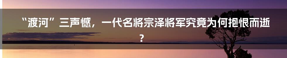 “渡河”三声憾,一代名将宗泽将军究竟为何抱恨而逝?