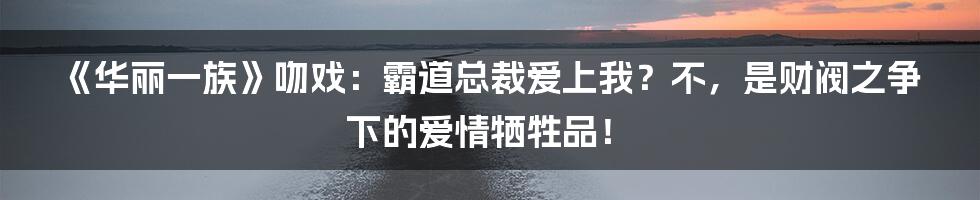 《华丽一族》吻戏:霸道总裁爱上我?不,是财阀之争下的爱情牺牲品!