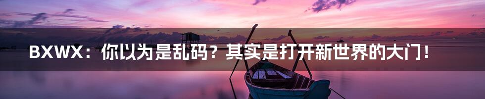 BXWX：你以为是乱码？其实是打开新世界的大门！