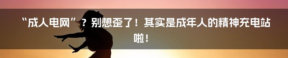 “成人电网”？别想歪了！其实是成年人的精神充电站啦！