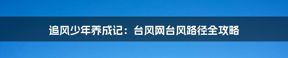 追风少年养成记:台风网台风路径全攻略