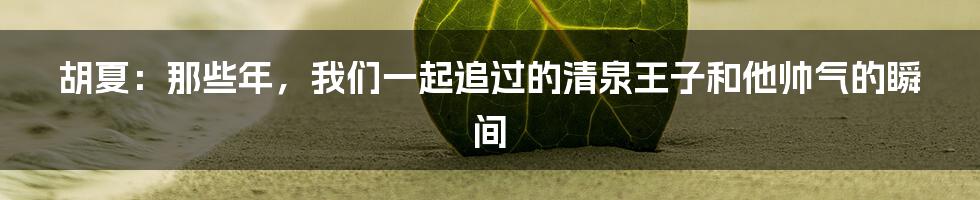 胡夏:那些年,我们一起追过的清泉王子和他帅气的瞬间