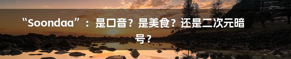 “Soondaa”：是口音？是美食？还是二次元暗号？