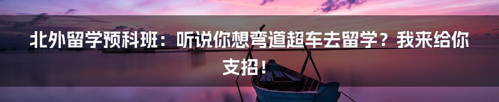 北外留学预科班：听说你想弯道超车去留学？我来给你支招！