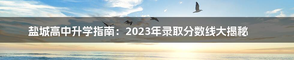 盐城高中升学指南：2023年录取分数线大揭秘