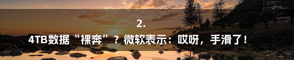 2.  4TB数据“裸奔”？微软表示：哎呀，手滑了！