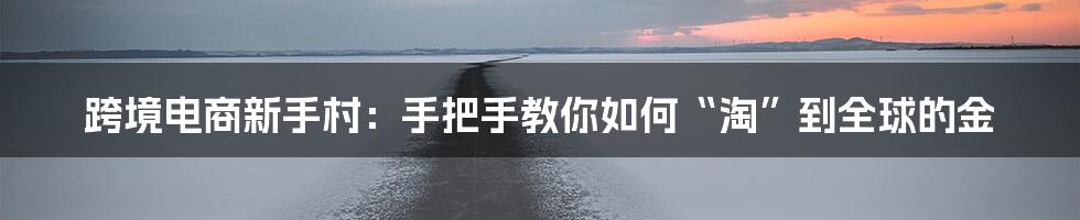 跨境电商新手村：手把手教你如何“淘”到全球的金