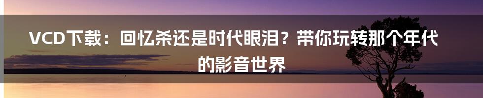 VCD下载：回忆杀还是时代眼泪？带你玩转那个年代的影音世界