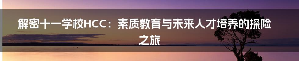 解密十一学校HCC:素质教育与未来人才培养的探险之旅