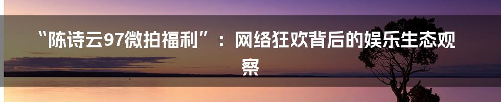 “陈诗云97微拍福利”：网络狂欢背后的娱乐生态观察