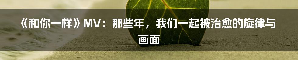 《和你一样》MV：那些年，我们一起被治愈的旋律与画面
