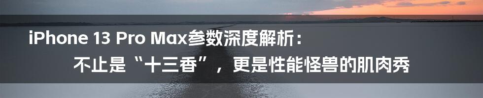 iPhone 13 Pro Max参数深度解析：不止是“十三香”，更是性能怪兽的肌肉秀