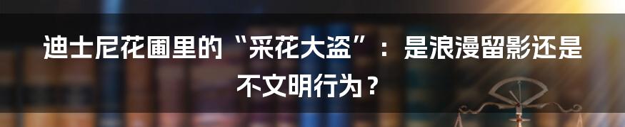 迪士尼花圃里的“采花大盗”：是浪漫留影还是不文明行为？