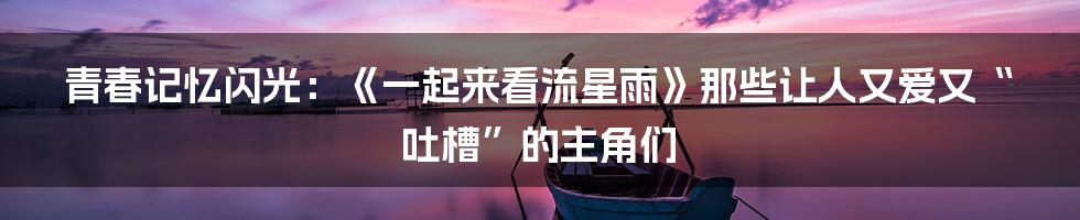 青春记忆闪光：《一起来看流星雨》那些让人又爱又“吐槽”的主角们