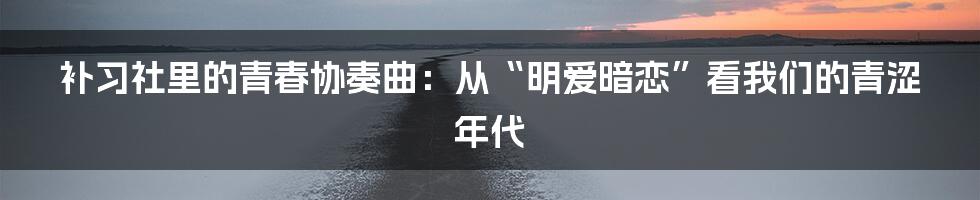 补习社里的青春协奏曲：从“明爱暗恋”看我们的青涩年代